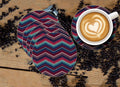 Zigzag Pattern Designer Printed Round Tea Coasters (MDF Wooden, Set Of 6 Pieces)
