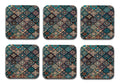 Green Mandala Wooden Designer Printed Square Tea Coasters (MDF Wooden, Set of 6 Pieces)