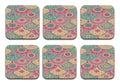 Printed Mandala Art  Pattern Designer Printed Square Tea Coasters  (MDF Wooden, Set Of 6 Pieces Coaster)