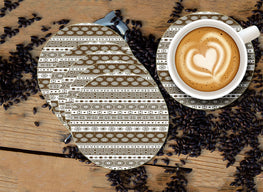 Mehndi Pattern Designer Printed Round Tea Coasters (MDF Wooden, Set Of 6 Pieces)