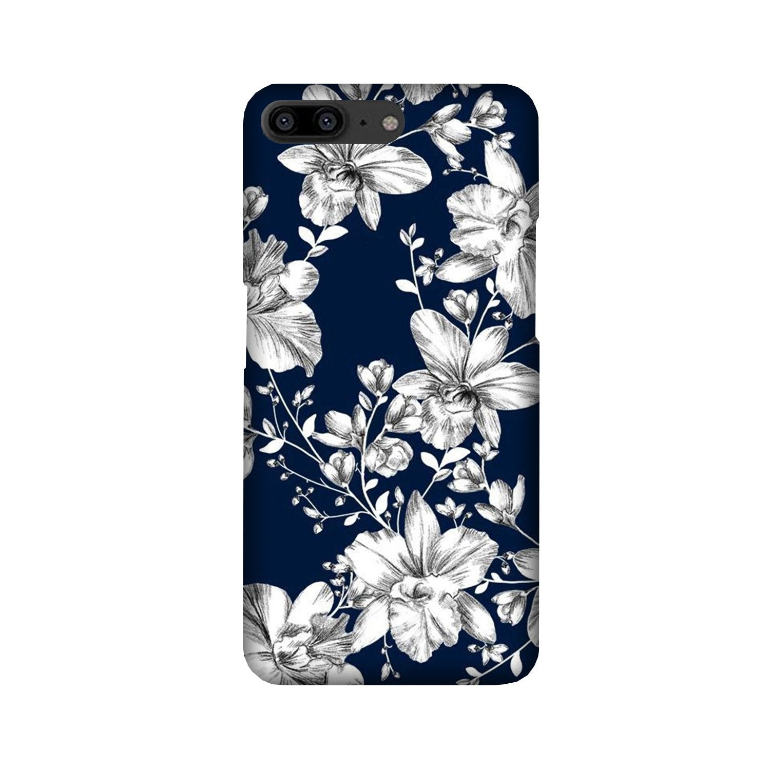 White flowers Blue Background Case for OnePlus 5