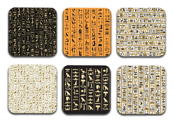 Ancient Egypt Printed Mdf Wooden Printed Square Coasters For Home And Kitchen | Dining Table Decor (Set Of 6  Pieces)