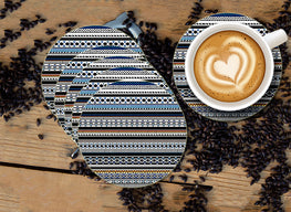 Tribal Pattern Designer Printed Round Tea Coasters (MDF Wooden, Set Of 6 Pieces)