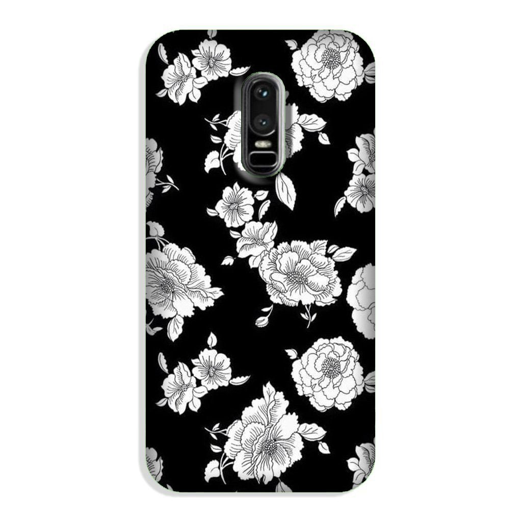White flowers Black Background Case for OnePlus 6