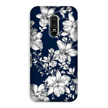 White flowers Blue Background Case for OnePlus 6