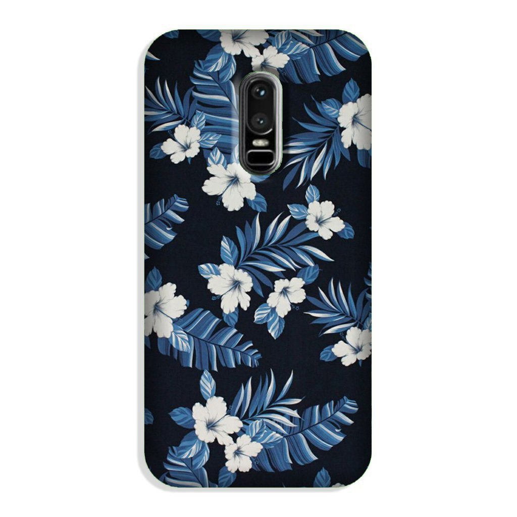 White flowers Blue Background2 Case for OnePlus 6