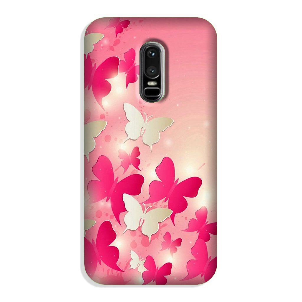 White Pick Butterflies Case for OnePlus 6