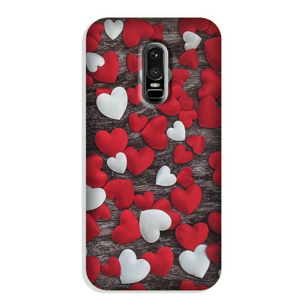 Red White Hearts Case for OnePlus 6(Design - 105)