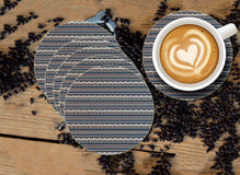 Zentangle Lines Designer Printed Round Tea Coasters (MDF Wooden, Set Of 6 Pieces)