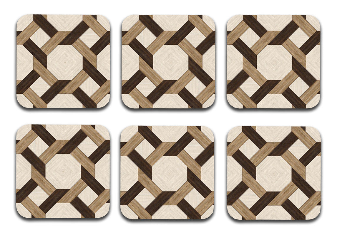 Printed Marble Rope Pattern MDF Wooden Coasters For Home And Kitchen(Set Of 6  Pieces)