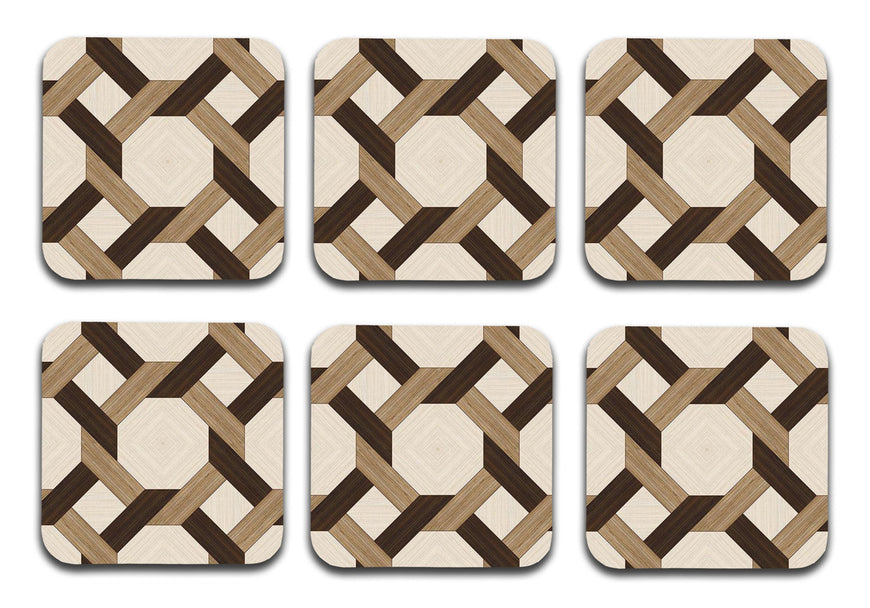 Printed Marble Rope Pattern MDF Wooden Coasters For Home And Kitchen(Set Of 6  Pieces)