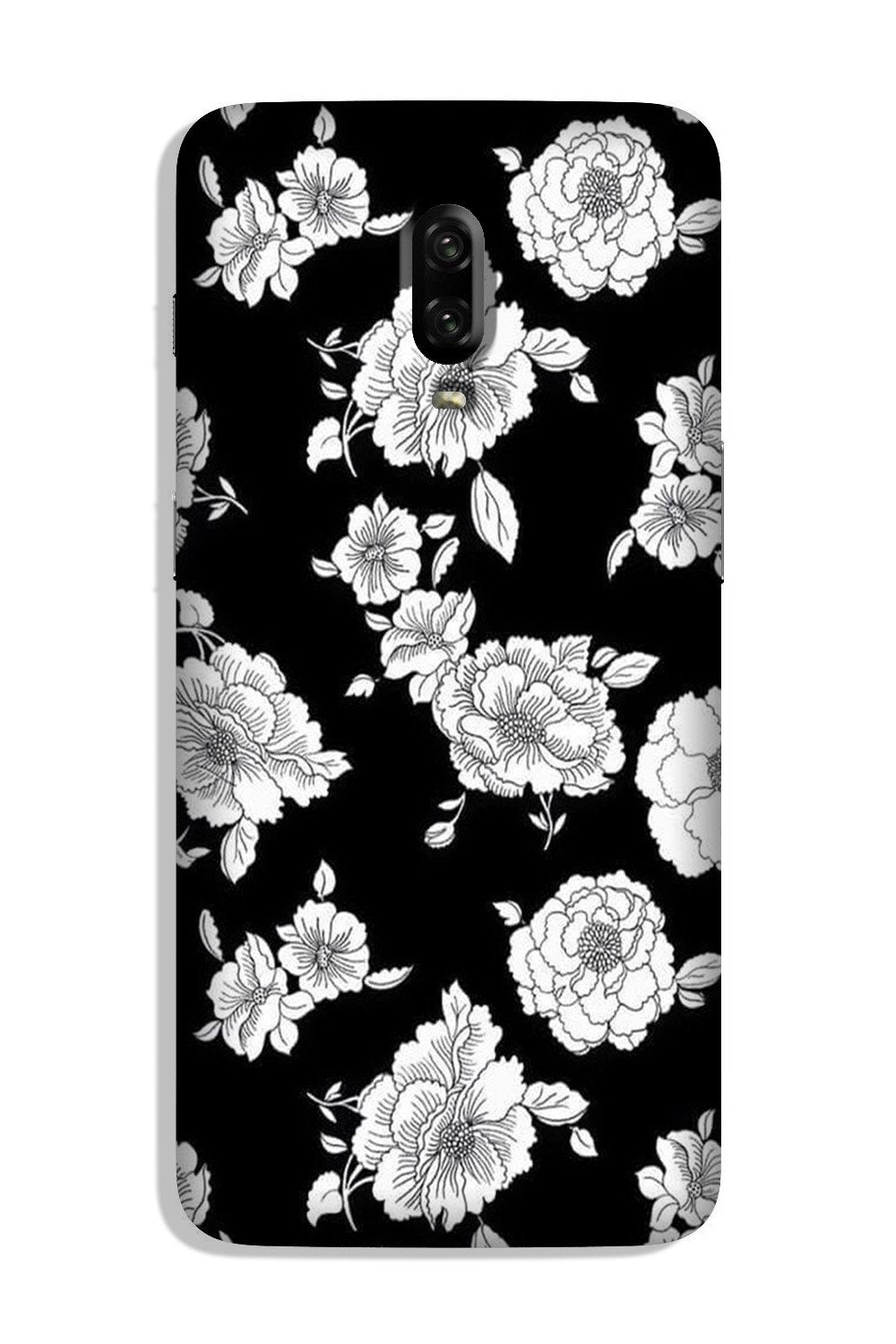 White flowers Black Background Case for OnePlus 7