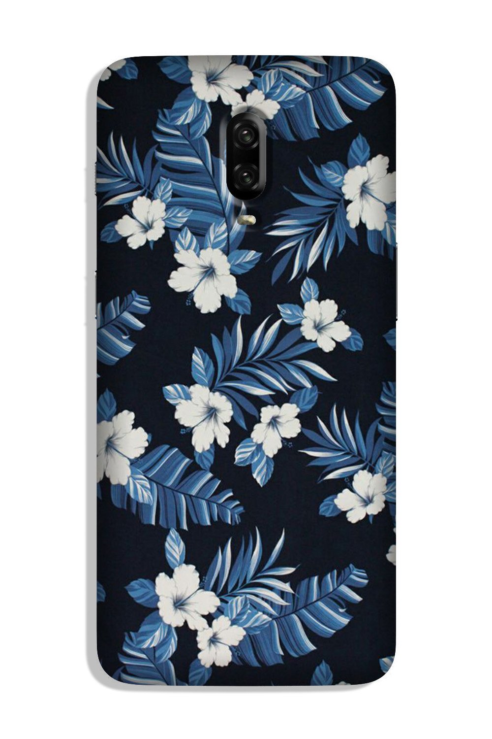 White flowers Blue Background2 Case for OnePlus 7