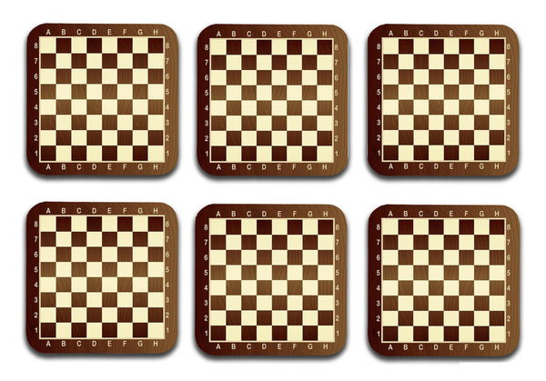 Empty Chess Board Printed Mdf Wooden Printed Square Coasters For Home And Kitchen | Dining Table Decor (Set Of 6  Pieces)