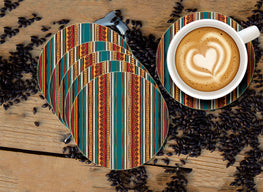 Floral Pattern Designer Printed Round Tea Coasters (MDF Wooden, Set Of 6 Pieces)