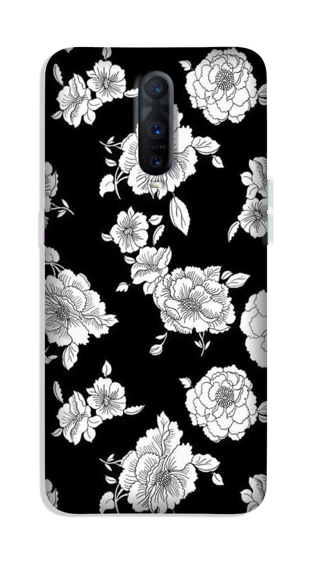 White flowers Black Background Case for OnePlus 7 Pro