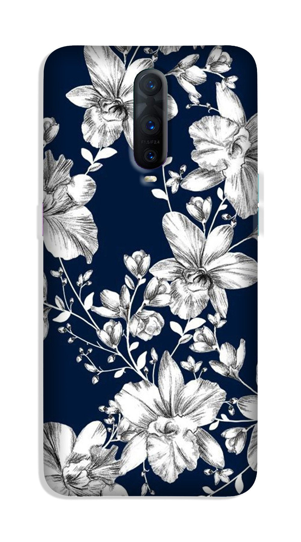 White flowers Blue Background Case for OnePlus 7 Pro