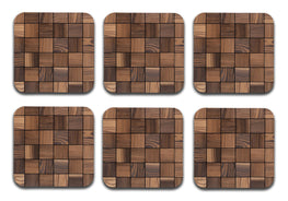 Wooden 6 Designer Printed Square Tea Coasters (MDF Wooden, Set of 6 Pieces)