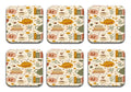 Printed Tea Time Designer Printed Square Tea Coasters  (MDF Wooden, Set Of 6 Pieces Coaster)