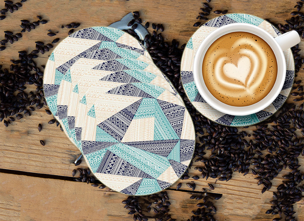 Marble Pattern Designer Printed Round Tea Coasters (MDF Wooden, Set Of 6 Pieces)