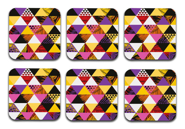 Printed Marble Sunsine Pattern MDF Wooden Coasters For Home And Kitchen(Set Of 6  Pieces)