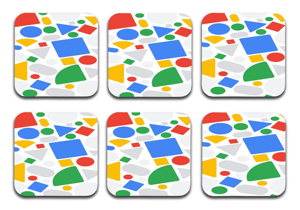 Printed Colorful Squares Pattern Designer Printed Square Tea Coasters  (MDF Wooden, Set Of 6 Pieces Coaster)