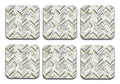 Printed Marble White Pattern MDF Wooden Coasters For Home And Kitchen(Set Of 6  Pieces)