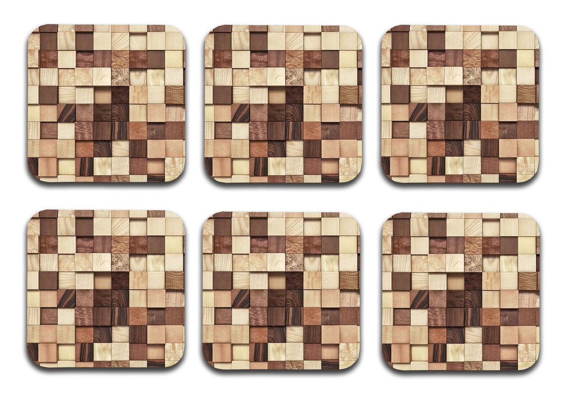 Wooden 5 Designer Printed Square Tea Coasters (MDF Wooden, Set of 6 Pieces)