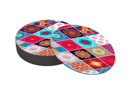 Mandala Pattern Designer Printed Round Tea Coasters (MDF Wooden, Set Of 6 Pieces)
