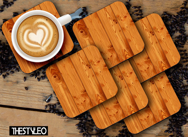 Wooden 9 Designer Printed Square Tea Coasters (MDF Wooden, Set of 6 Pieces)