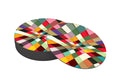 Colorful geometric Designer Printed Round Tea Coasters (MDF Wooden, Set Of 6 Pieces)