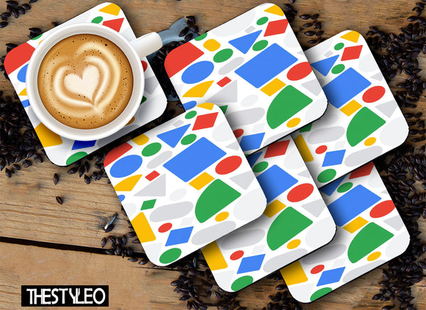Printed Colorful Squares Pattern Designer Printed Square Tea Coasters  (MDF Wooden, Set Of 6 Pieces Coaster)