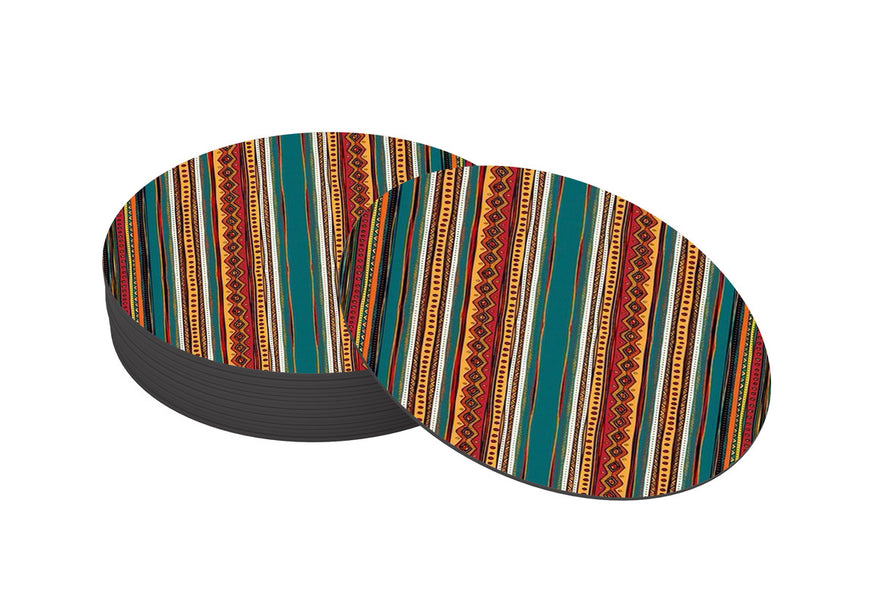 Floral Pattern Designer Printed Round Tea Coasters (MDF Wooden, Set Of 6 Pieces)