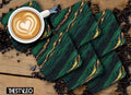 Printed Dark Green And Gold Pattern Designer Printed Square Tea Coasters  (MDF Wooden, Set Of 6 Pieces Coaster)