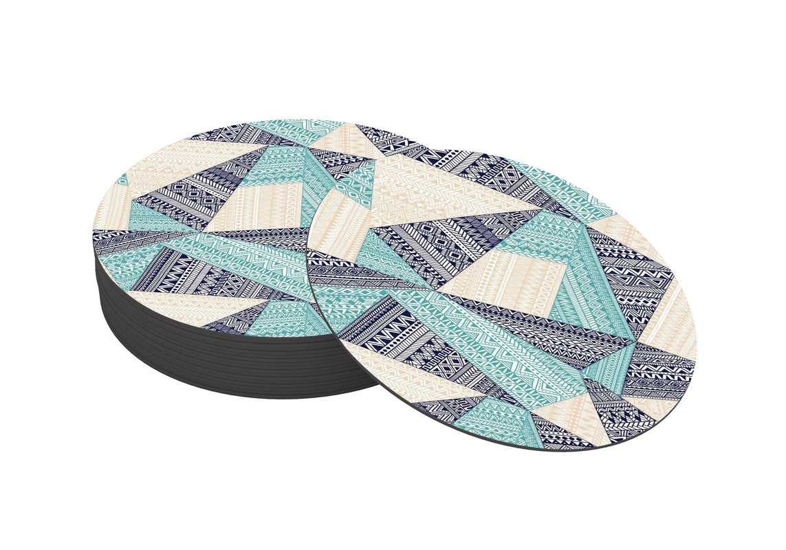 Marble Pattern Designer Printed Round Tea Coasters (MDF Wooden, Set Of 6 Pieces)