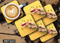 Coffee break Wooden Designer Printed Square Tea Coasters (MDF Wooden,Setof 6 Pieces)