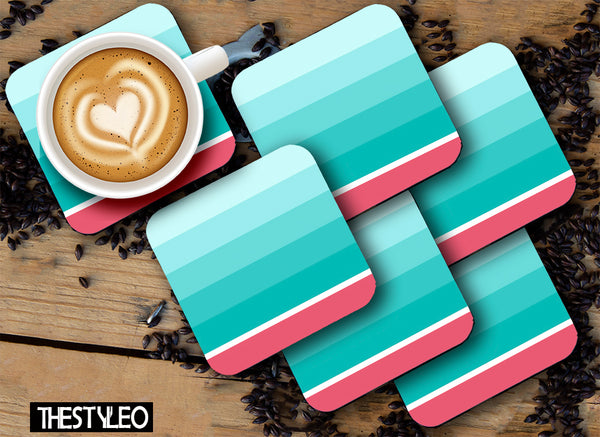 Ramgreen Pattern Designer Printed Square Tea Coasters With Stand (MDF Wooden, Set Of 6 Pieces Coaster And 1 Stand)