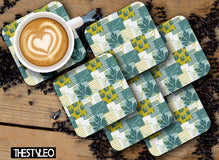 Printed Marble Box Pattern MDF Wooden Coasters For Home And Kitchen(Set Of 6  Pieces)