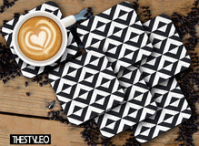 Printed Marble Zig Zag Pattern MDF Wooden Coasters For Home And Kitchen(Set Of 6  Pieces)