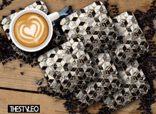 Printed Marble Shine Pattern MDF Wooden Coasters For Home And Kitchen(Set Of 6  Pieces)