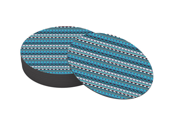 Abstract tribal Designer Printed Round Tea Coasters (MDF Wooden, Set Of 6 Pieces)