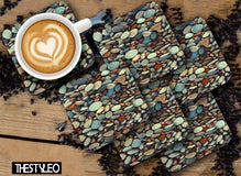 Printed Multi - Pebbles Pattern Designer Printed Square Tea Coasters  (MDF Wooden, Set Of 6 Pieces Coaster)
