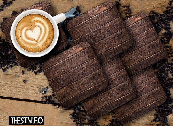 Wooden 4 Designer Printed Square Tea Coasters (MDF Wooden, Set of 6 Pieces)