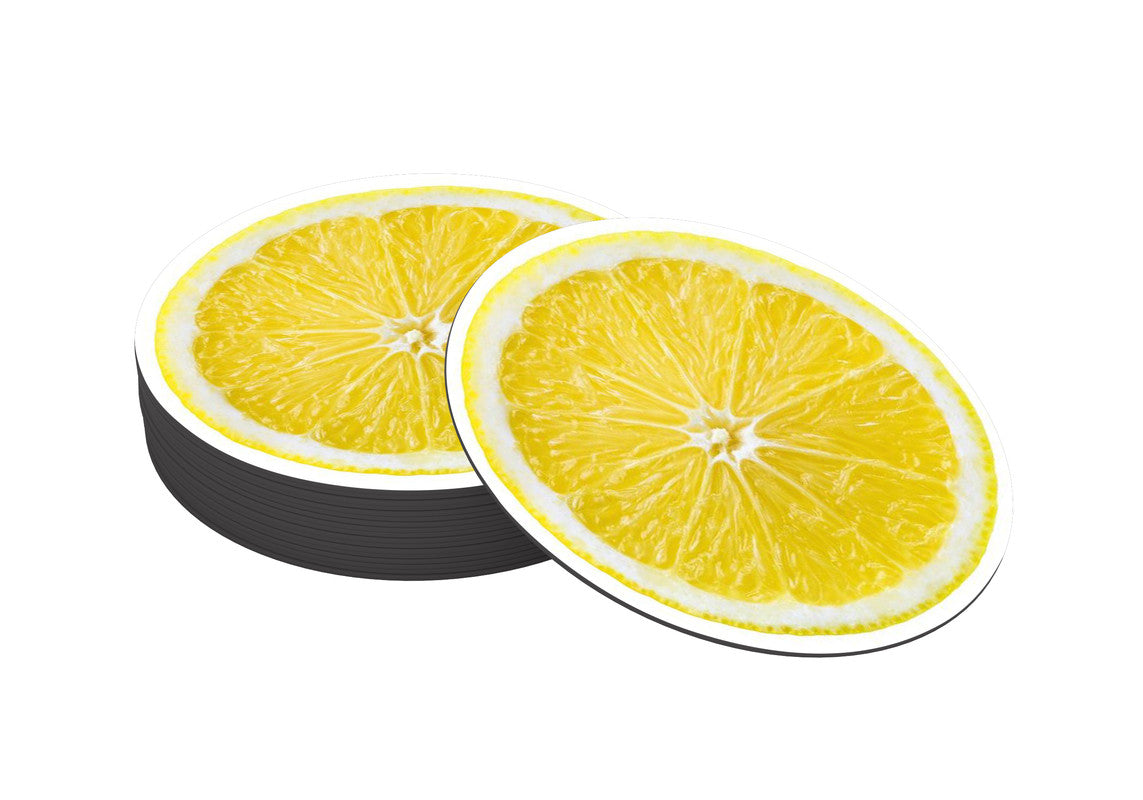 Lemon Designer Printed Round Tea Coasters (MDF Wooden, Set Of 6 Pieces)