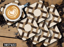 Printed Marble Rope Pattern MDF Wooden Coasters For Home And Kitchen(Set Of 6  Pieces)