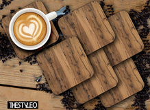 Printed Wood Pattern Designer Printed Square Tea Coasters  (MDF Wooden, Set Of 6 Pieces Coaster)