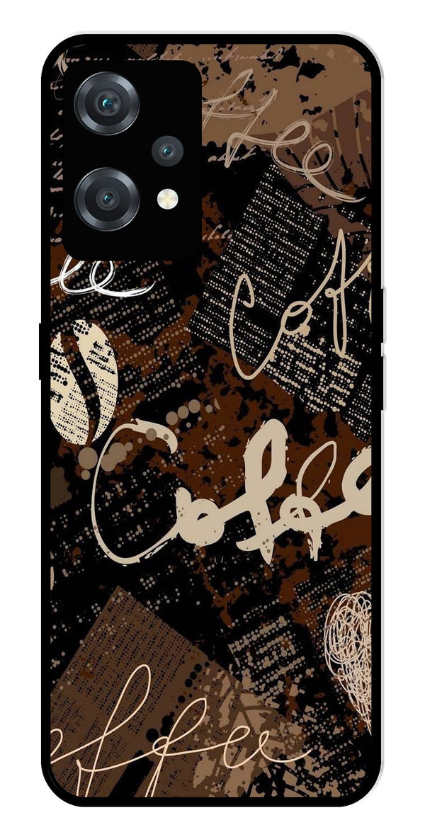 Coffee Pattern Metal Mobile Case for OnePlus Nord CE 2 Lite 5G