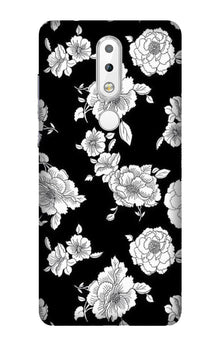 White flowers Black Background Mobile Back Case for Nokia 3.1 Plus (Design - 9)