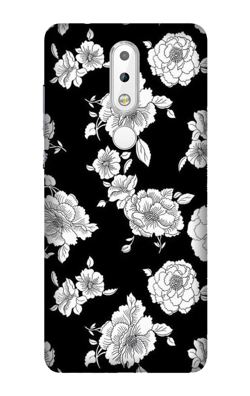 White flowers Black Background Case for Nokia 3.1 Plus