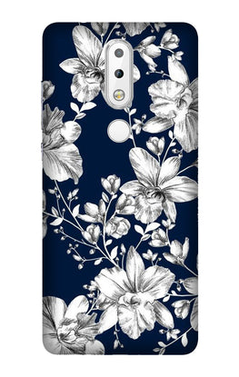 White flowers Blue Background Case for Nokia 3.1 Plus